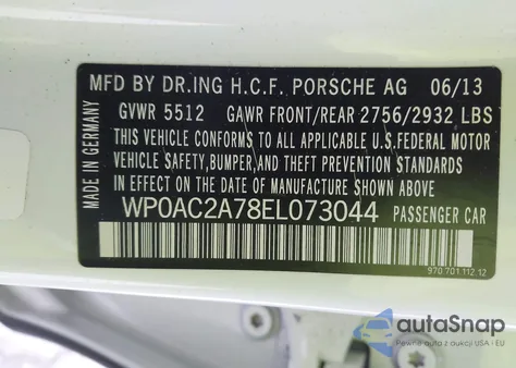 2014 Porsche Panamera Turbo from USA, damaged, VIN WP0AC2A78EL073044